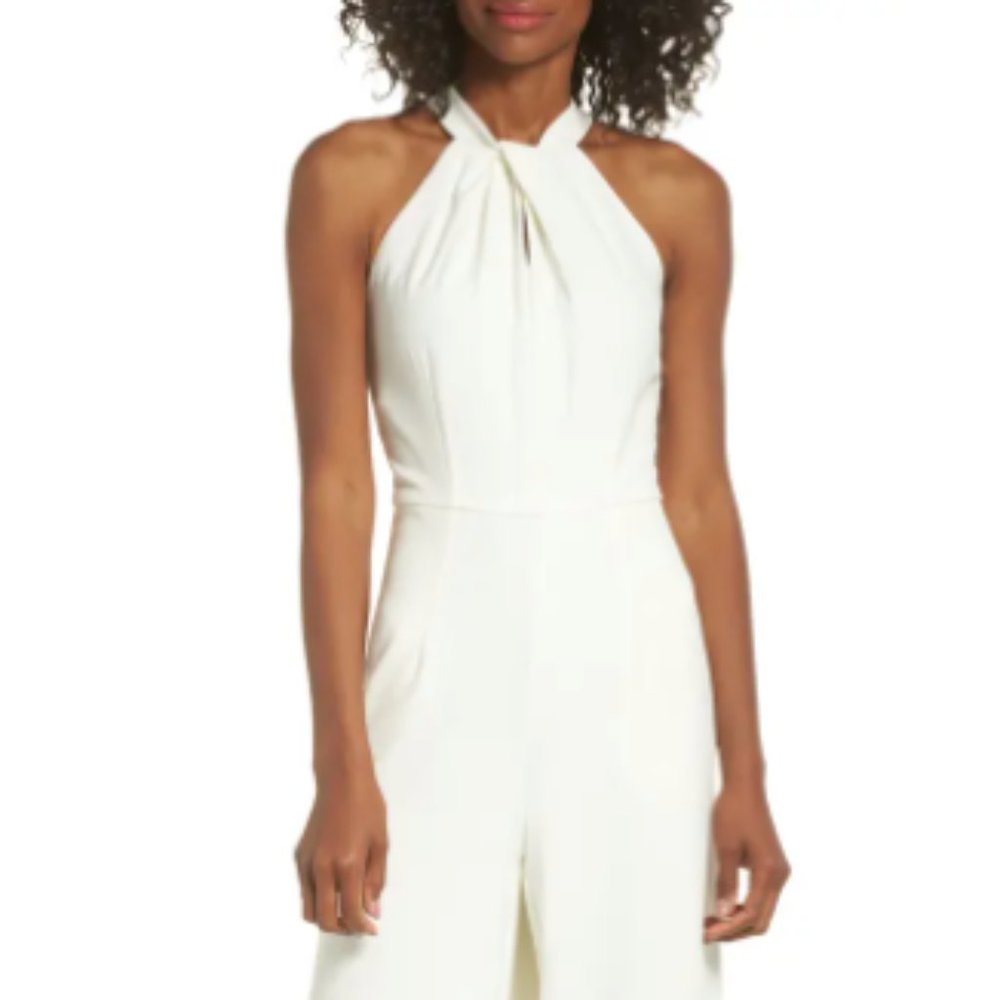 Bride | Julia Jordan Sleeveless Halter Neck Jumpsuit Ivory